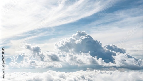 A delicate wispy cloud formation in the center of a pure white background, airy, fog