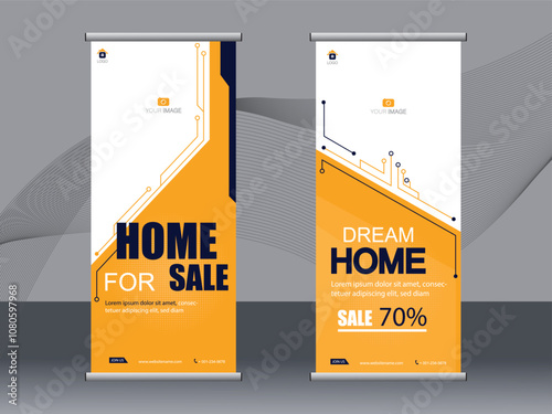 Business banner roll up set, standee banner template. modern banner.