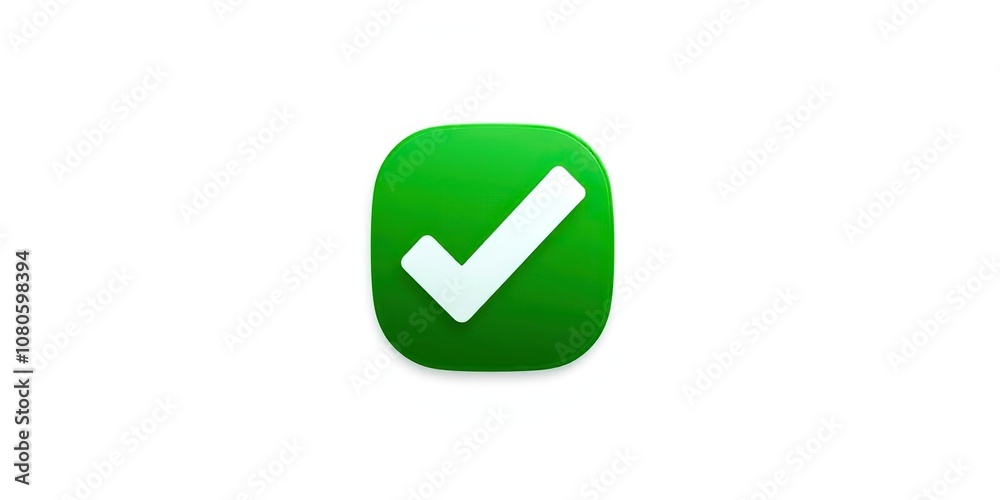 A green checkmark icon isolated on a white background with sharp edges and clean lines, digital graphics, simple icon A green checkmark icon isolated on a white background with sharp edges and clean lines, digital graphics, simple icon