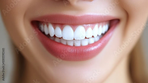 Radiant white smile a close-up portrait of a woman exuding confidence and happiness, perfect for dental or beauty content