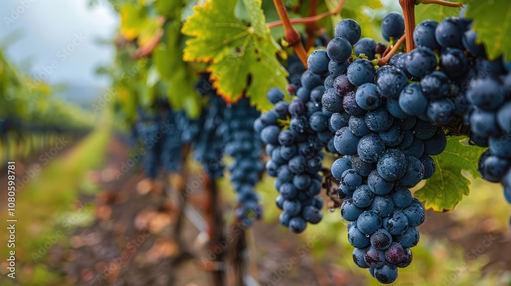 Close-up of Ripe Grapes Hanging on a Vine in a Vineyard Close-up of Ripe Grapes Hanging on a Vine in a Vineyard