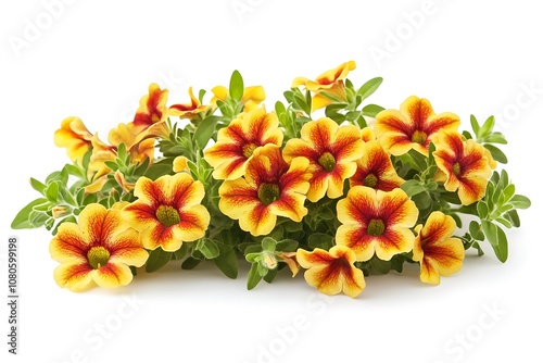 Calibrachoa isolated on a white background, close up photo