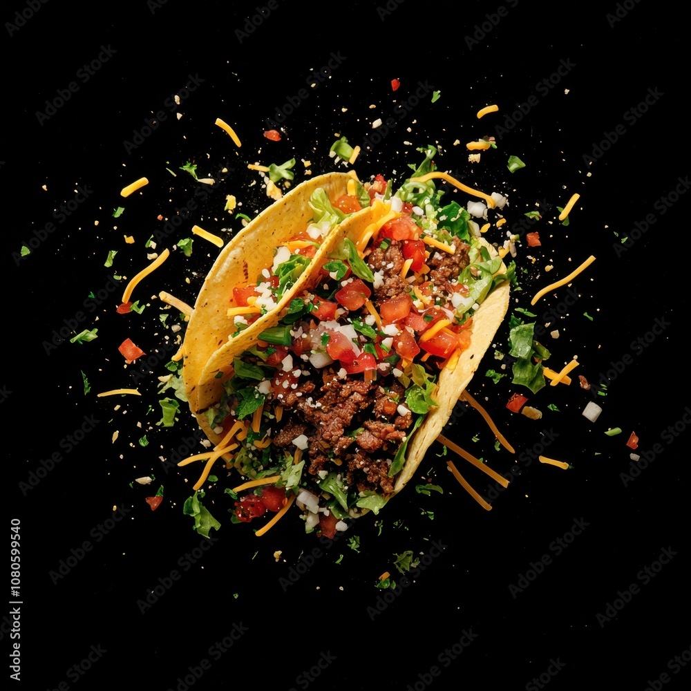 Exploded Meat Exploded taco with fillings like beef, lettuce, cheese, and salsa ...