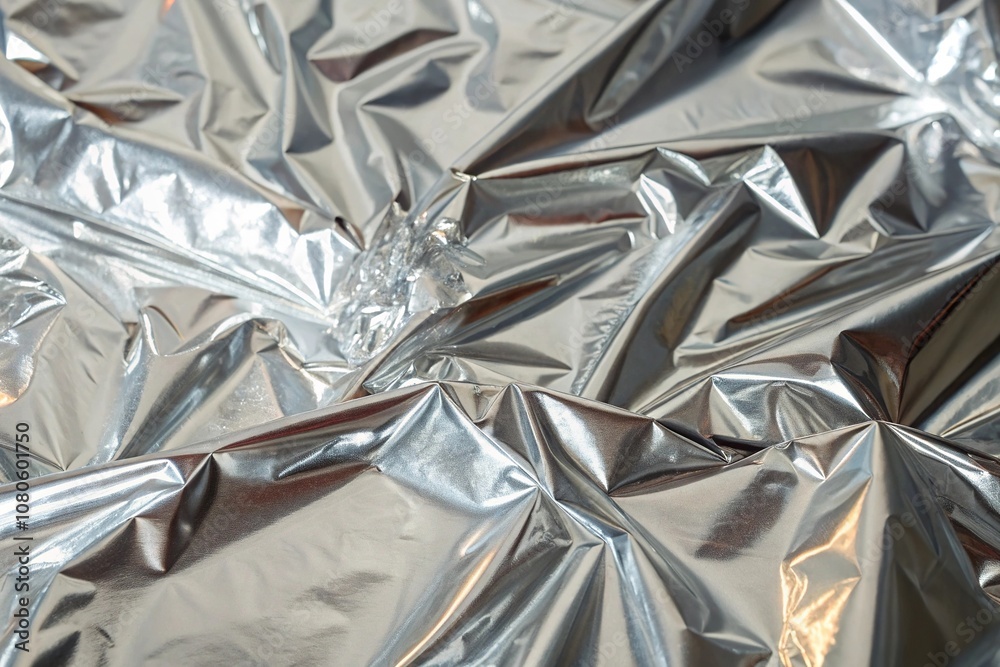 Shiny metallic foil background with subtle light reflections, creating a mesmerizing optical effect, reflection, glimmer Shiny metallic foil background with subtle light reflections, creating a mesmerizing optical effect, reflection, glimmer
