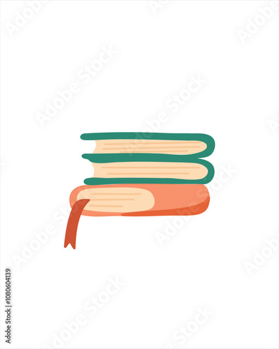 Colorful stack of books with bookmarks – perfect image for bibliophiles
