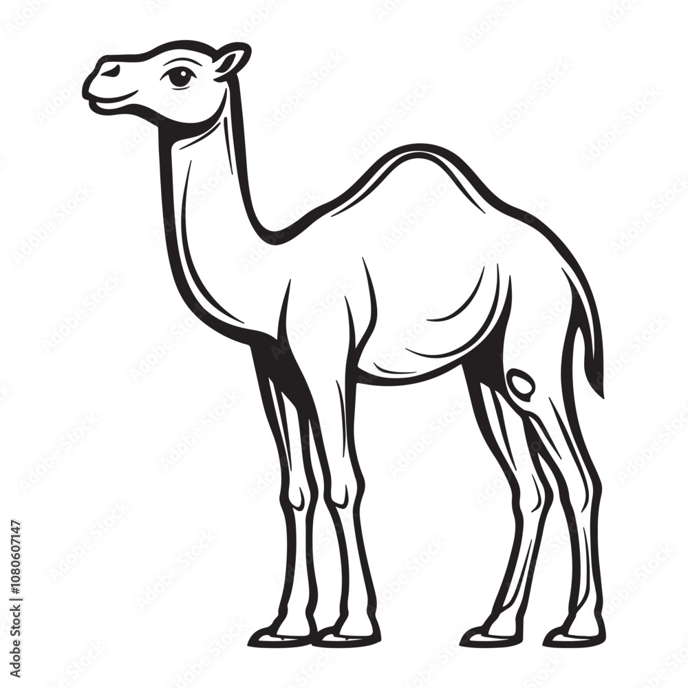 Camel line art vector on a white background Camel line art vector on a white background