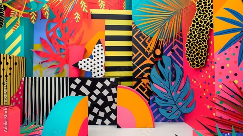 Bold dispersion backdrop with bold colors and striking patterns