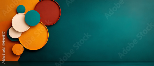 Retro Shapes in Orange, Brown, and Teal Color Scheme
 photo