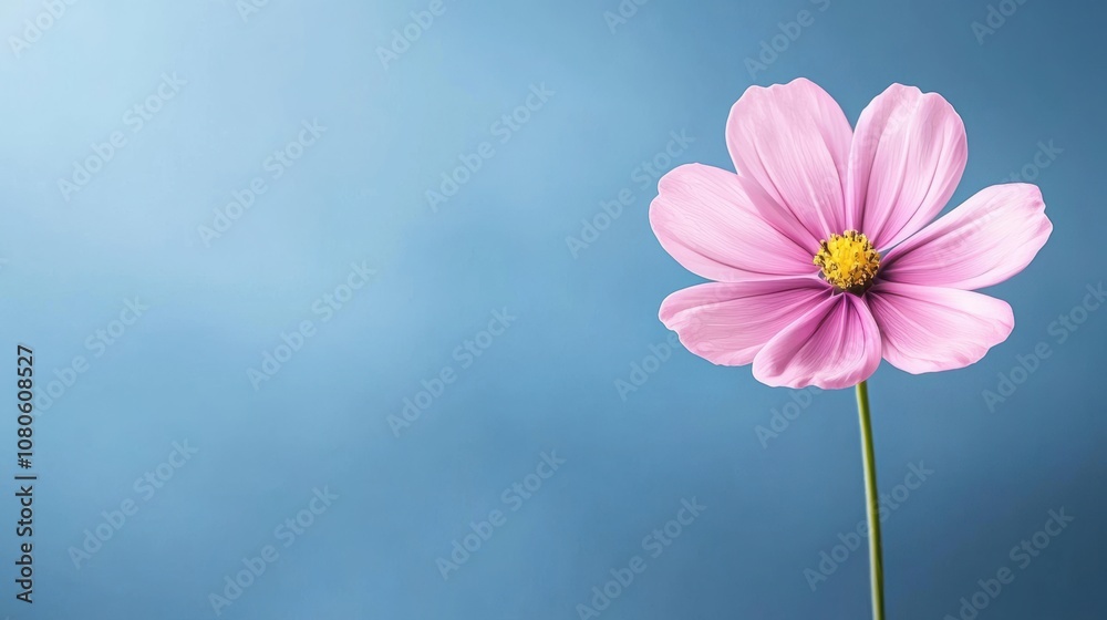 A delicate pink flower with soft petals, showcasing its beauty against a calming blue background, perfect for nature and floral themes. A delicate pink flower with soft petals, showcasing its beauty against a calming blue background, perfect for nature and floral themes.