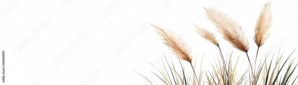 A serene composition of soft, feathery grass against a minimalist background, perfect for conveying tranquility and natural beauty. A serene composition of soft, feathery grass against a minimalist background, perfect for conveying tranquility and natural beauty.
