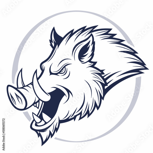 Boar Head Icon Vector Art Illustration