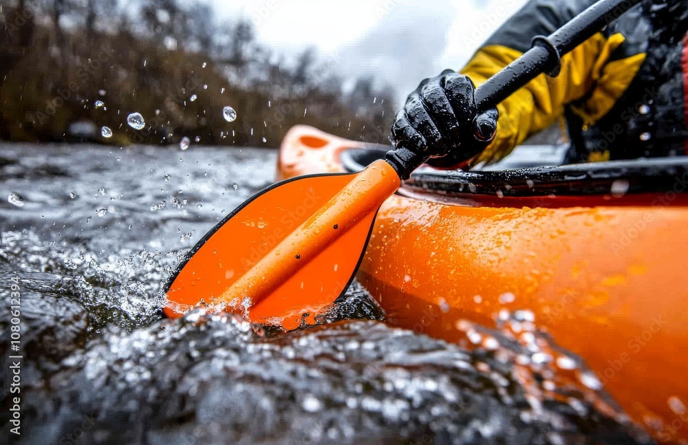 Fototapeta premium Explore the thrilling adventure of kayaking through dynamic waterways with expert techniques