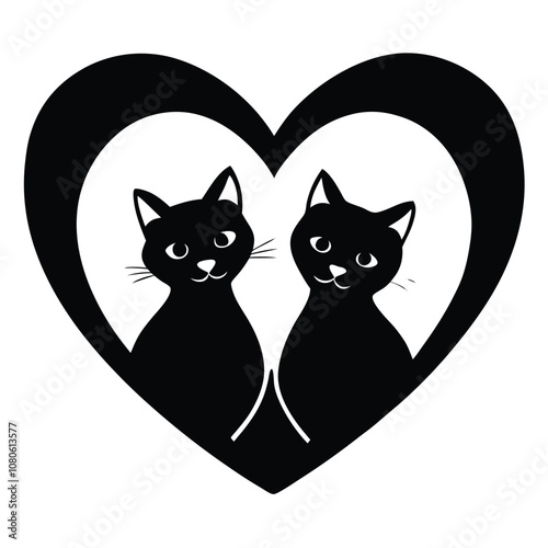 Valentine Cats Vector Art.