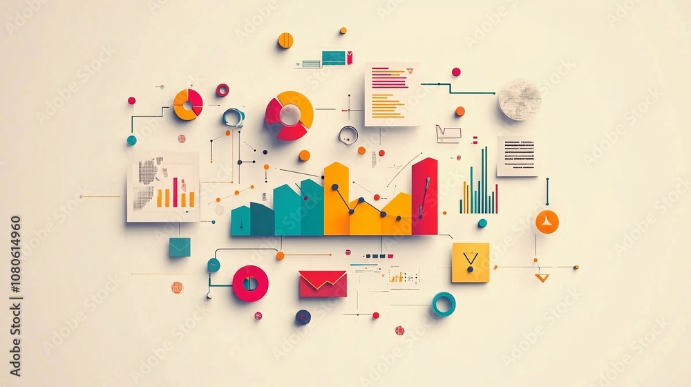 Obraz premium Colorful charts and graphs representing business analysis and planning