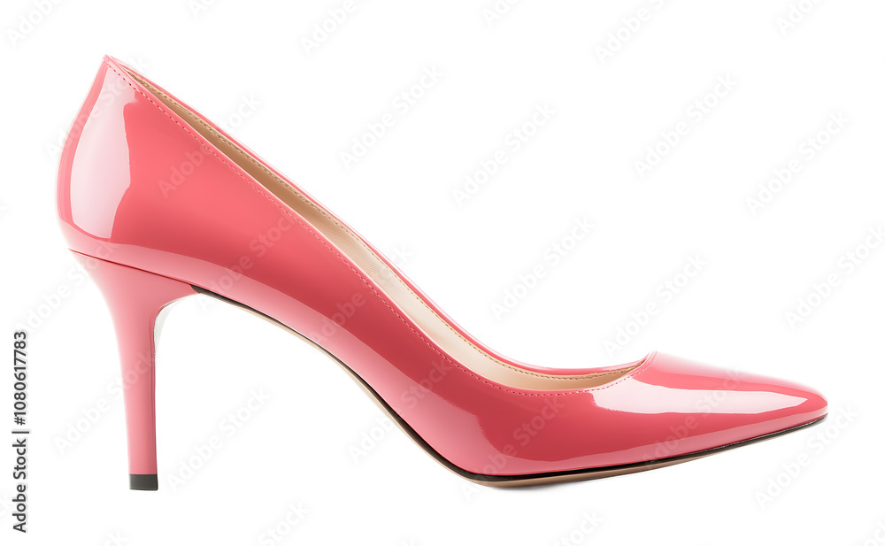 Pink women's classic leather heels isolated on a white background Pink women's classic leather heels isolated on a white background