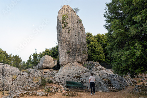 Araklis, a huge monolith near the village of Anogi at the island of Ithaka in Epirus, Greece