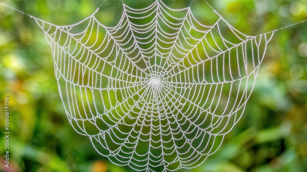 Morning Dew on a Delicate Spider Web in Nature Morning Dew on a Delicate Spider Web in Nature