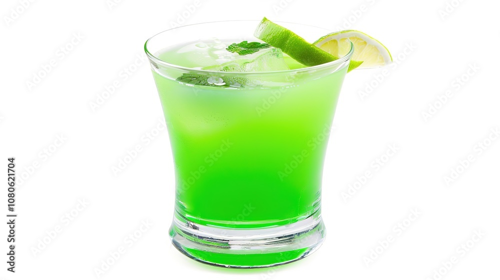 A Refreshing Mojito Cocktail Drink Standing Alone on a Crisp White Background. A Tantalizing and Invigorating Beverage in a Simple Setting. A Refreshing Mojito Cocktail Drink Standing Alone on a Crisp White Background. A Tantalizing and Invigorating Beverage in a Simple Setting.