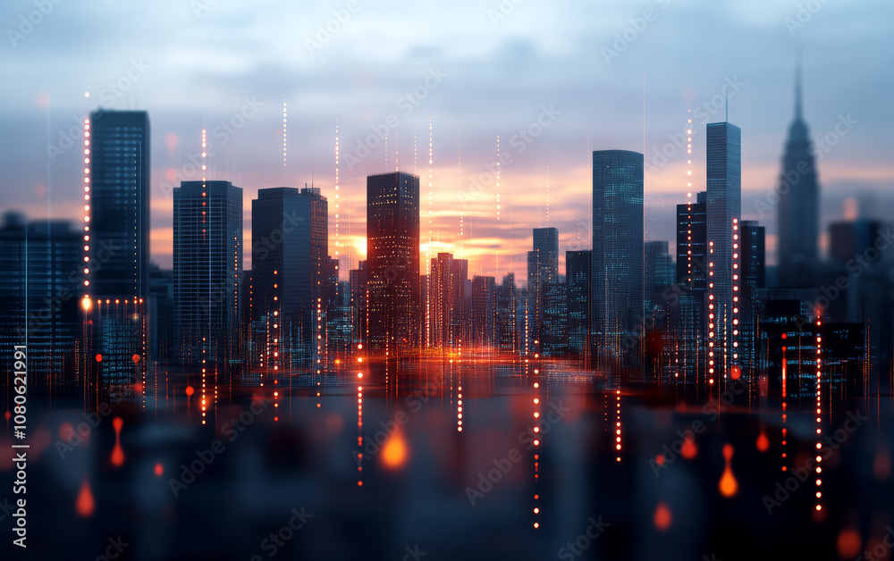 Fototapeta premium Modern urban architecture and Ai artificial intelligence technology theme background