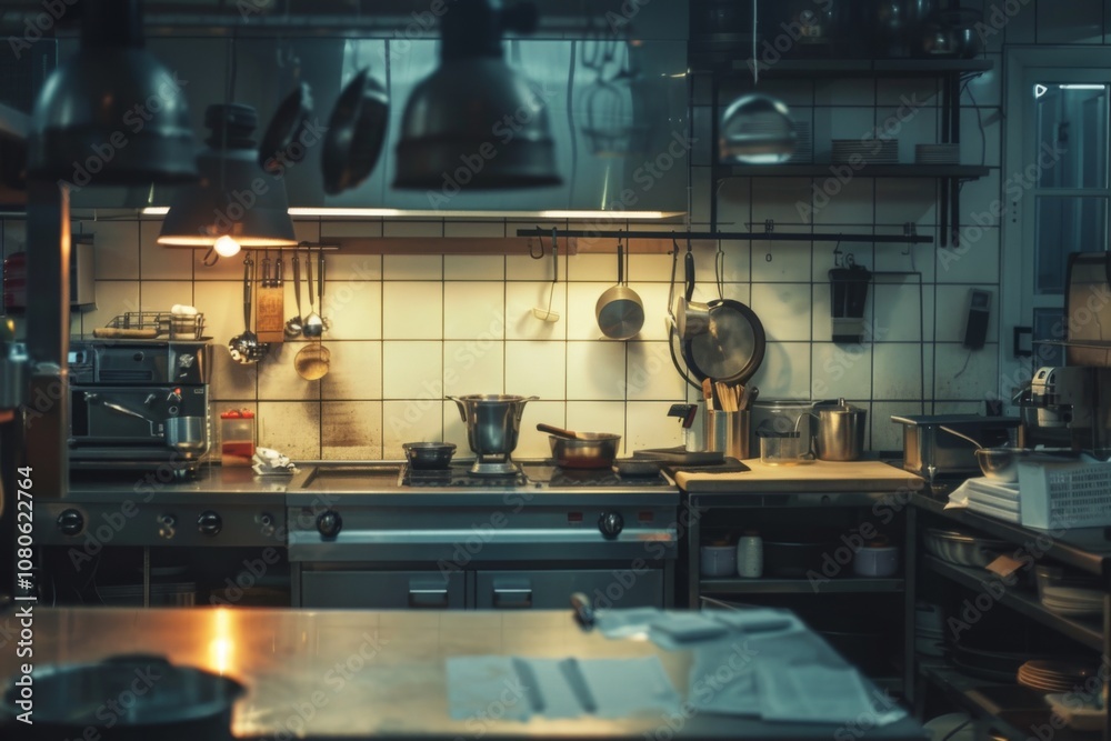 Fototapeta premium Interior of a professional empty restaurant kitchen