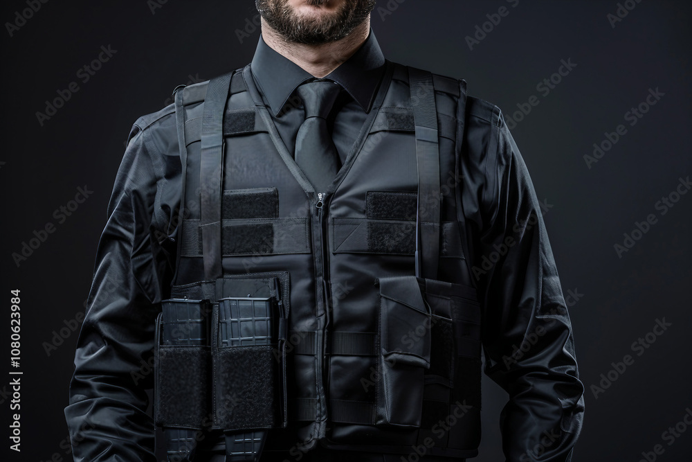 Employees work in security control center generative AI image Employees work in security control center generative AI image