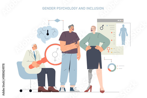 psychology. Flat Vector Illustration