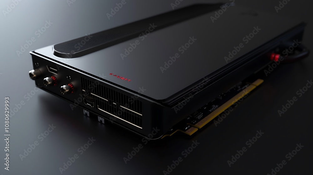 A sleek, modern graphics card designed for high-performance computing and gaming applications. A sleek, modern graphics card designed for high-performance computing and gaming applications.