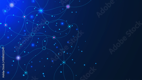 Abstract molecular structure and genetic engineering. Science, data network, neural networks and technology concept background