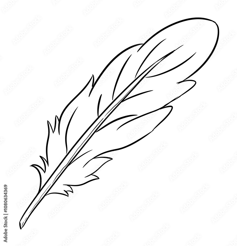 Obraz premium feather digital drawing illustration isolated