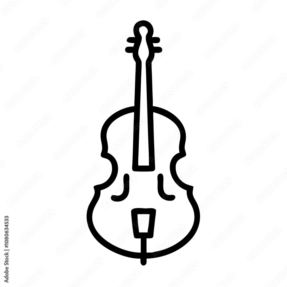 Fototapeta premium Cello musical instrument icon in simple outline style, black and white