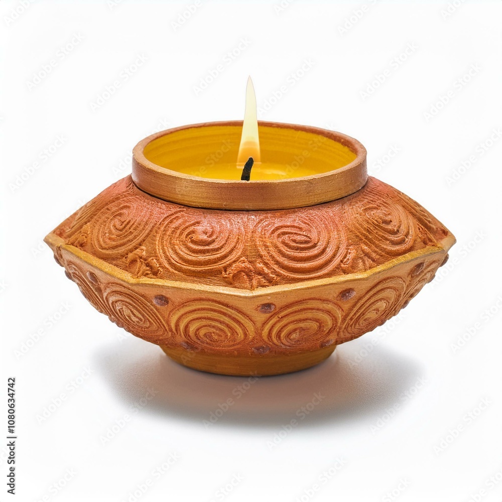 A beautifully crafted decorative candle with intricate patterns a white background. A beautifully crafted decorative candle with intricate patterns a white background.