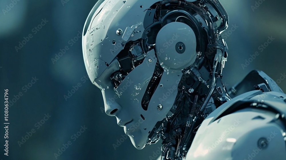 Humanoid robot showing artificial intelligence and deep learning Humanoid robot showing artificial intelligence and deep learning