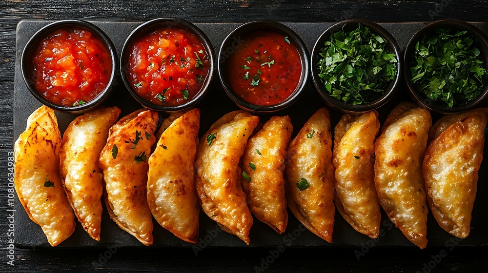 Brazilian coxinha snack platter with dipping sauces, lively Brazilian cafe setting Brazilian coxinha snack platter with dipping sauces, lively Brazilian cafe setting