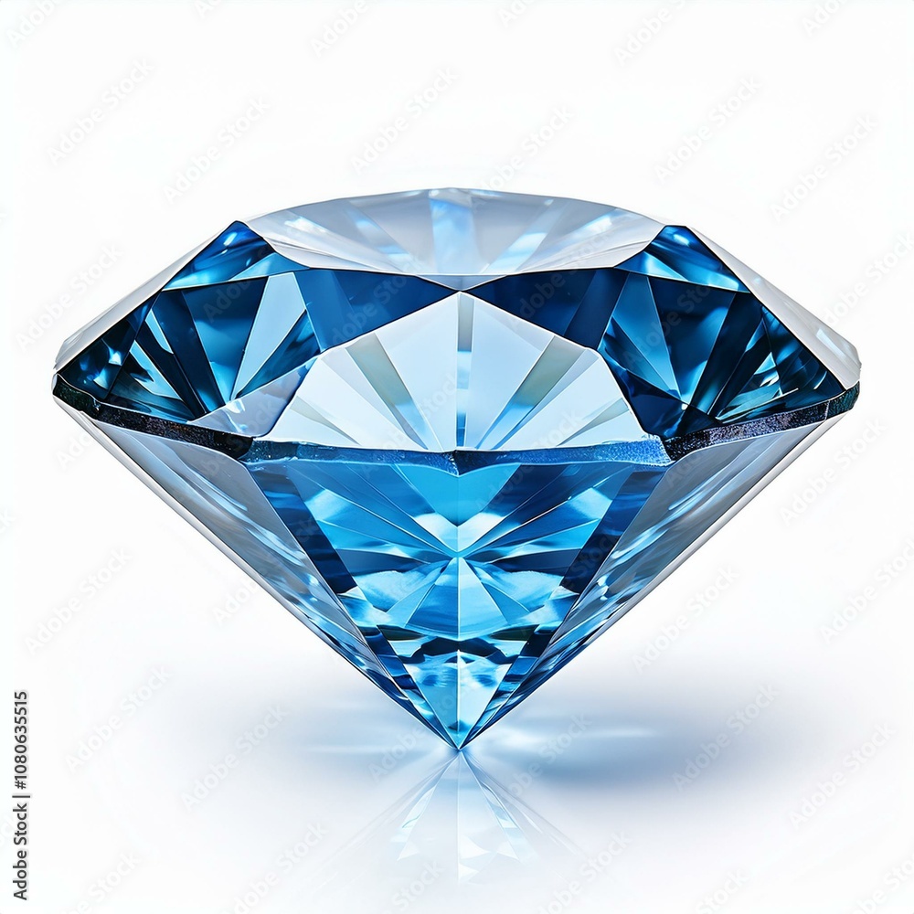 A stunning blue diamond capturing light and elegance a white background. A stunning blue diamond capturing light and elegance a white background.