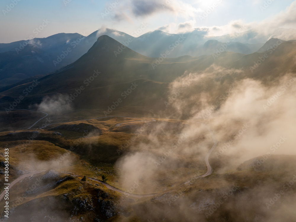 Fototapeta premium Aerial View of Zelengora Mountains in Bosnia