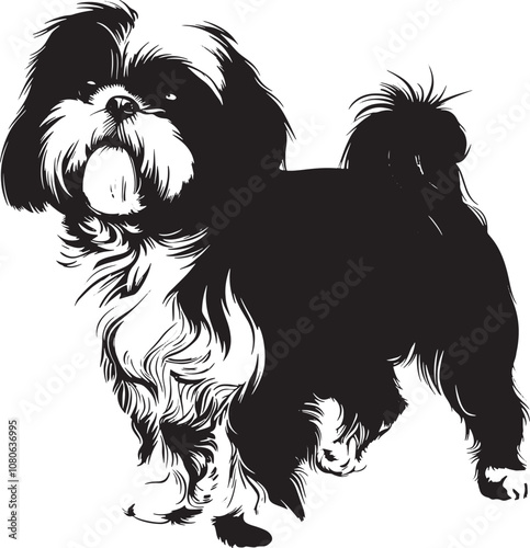 Shih Tzu Stylized Silhouette Vector Illustration Graphic