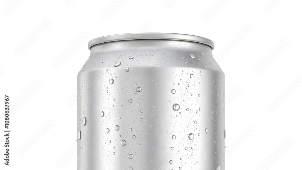 Aluminum can in silver isolated on white background,canned with water drops,canned with water drops and ice.closeup Aluminum can in silver isolated on white background,canned with water drops,canned with water drops and ice.closeup