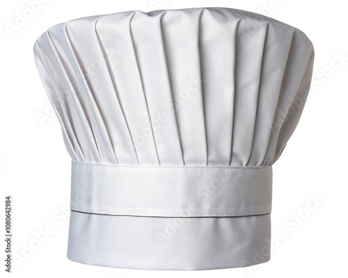 Isolated tall chef hat on a white background in PNG format, symbolizing culinary expertise and professionalism, ideal for cooking, restaurant, or food industry designs.

