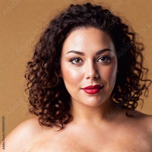 Extreme macro portrait of plus size woman. The photo highlights the natural tones and textures of his skin, with warm lighting that creates a serene and introspective mood. Photo-realistic.