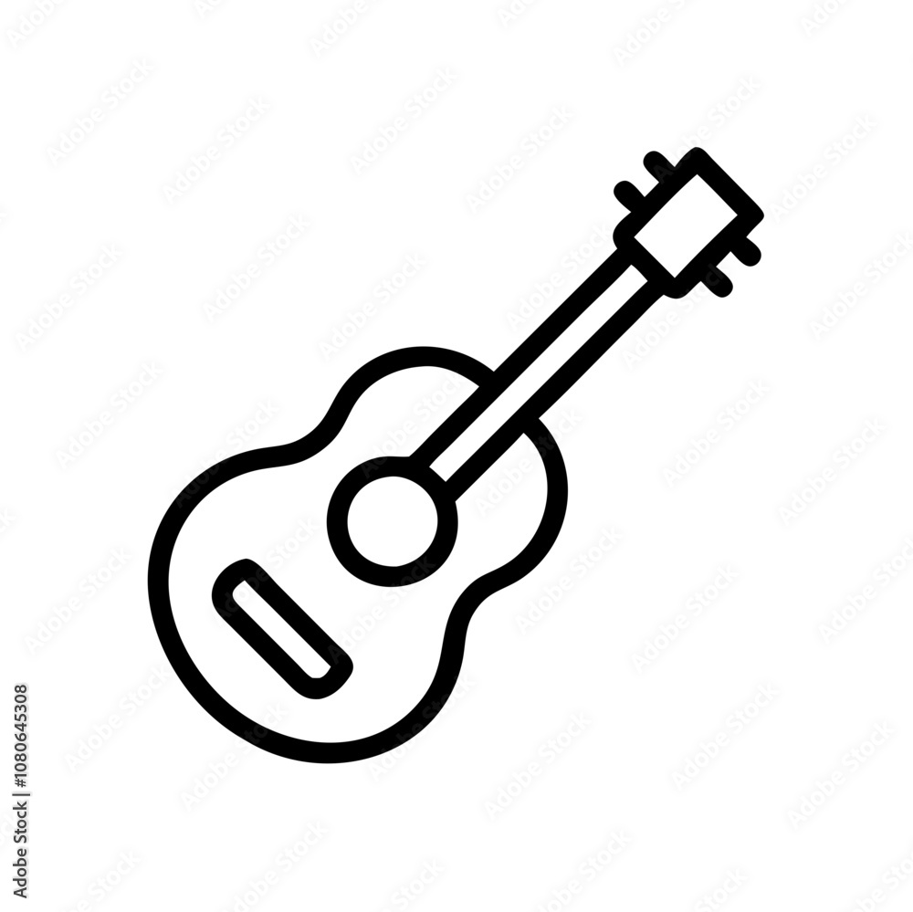 Guitar musical instrument icon in simple outline style, black and white
Guitar musical instrument icon in simple outline style, black and white