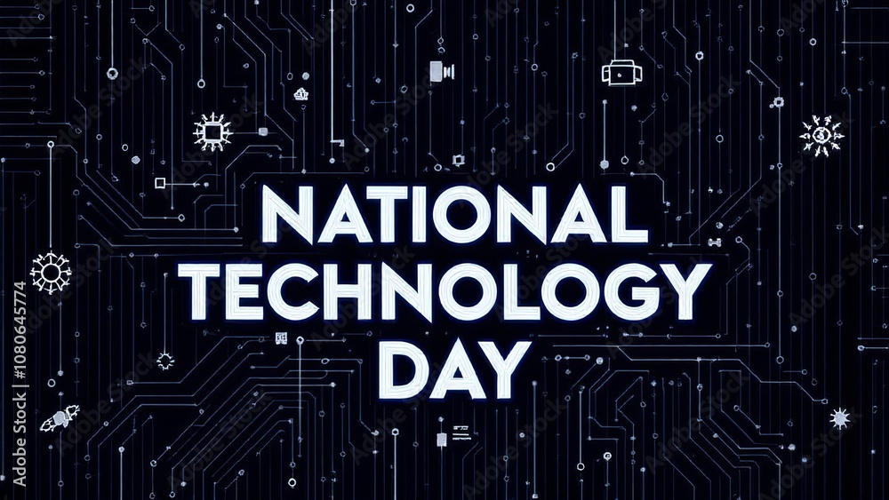 National Technology Day Banner with Digital Circuit Design National Technology Day Banner with Digital Circuit Design