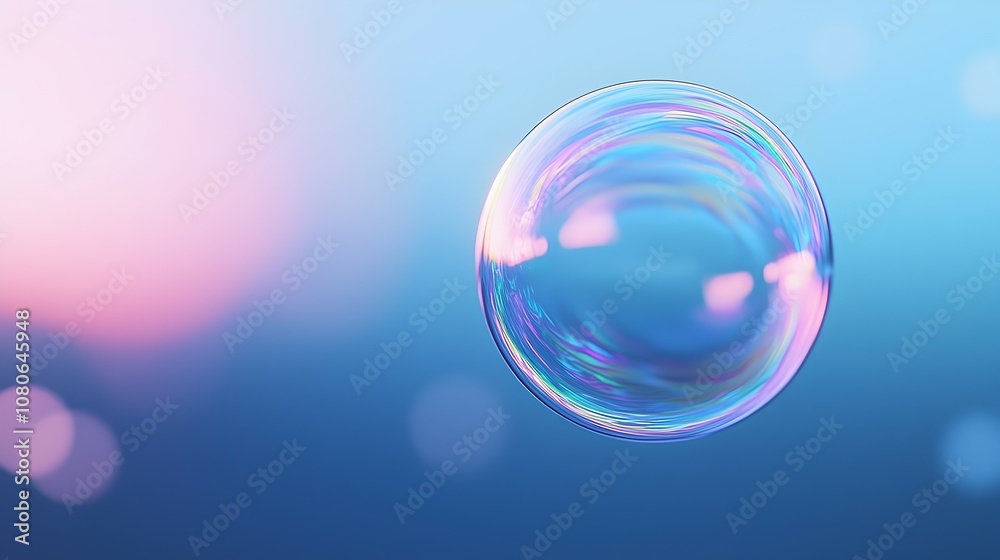 Obraz premium Mesmerizing Soap Bubble in Mid-Air - Iridescent Spectrum of Colors Against a Dreamy Natural Background