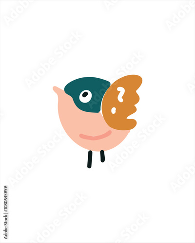 Charming cartoon bird for children’s projects