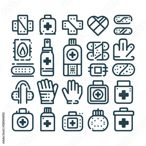 Fast aid Icons Set Vector Design. Medical Icons Set Vector Design Illustration