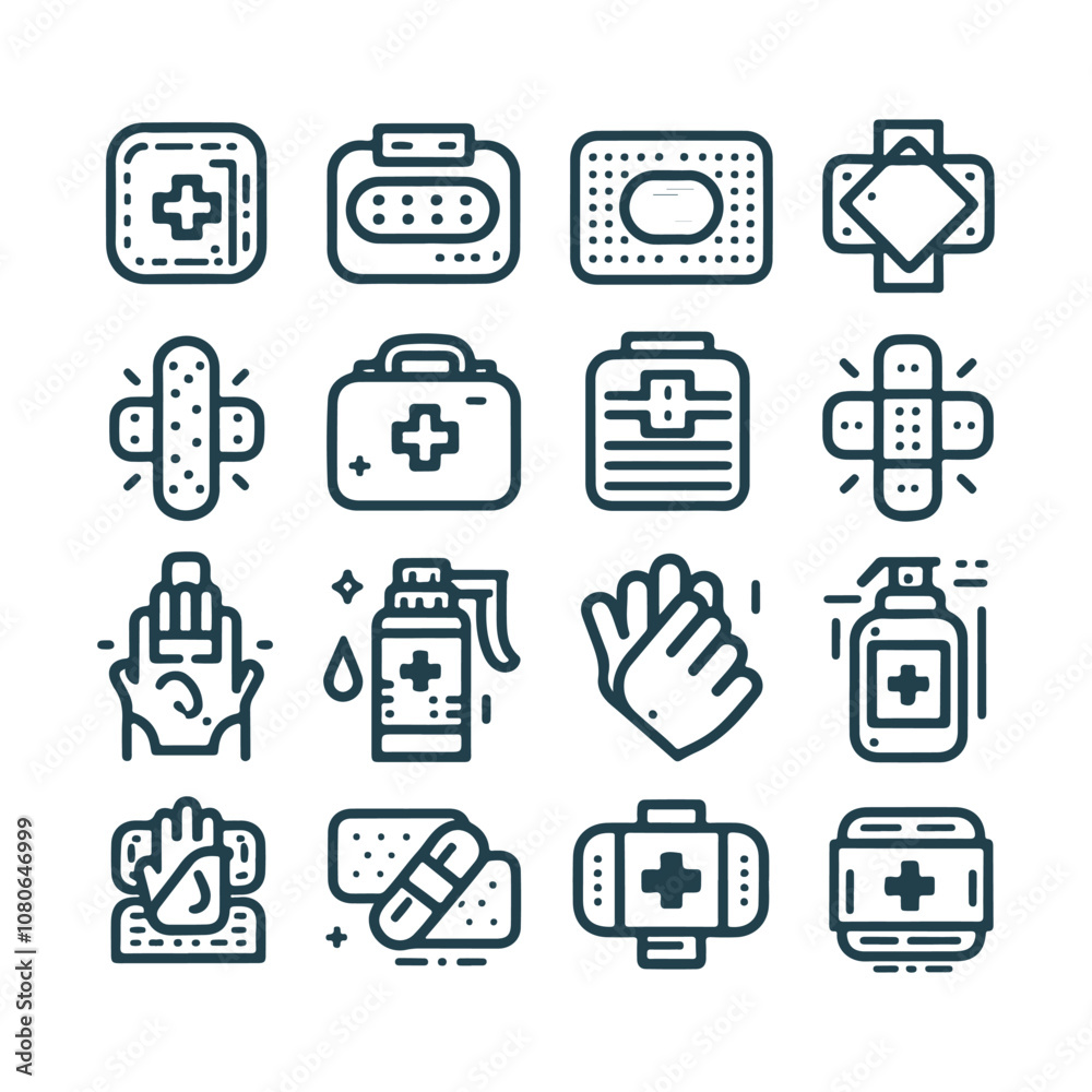 Fast aid Icons Set Vector Design. Medical Icons Set Vector Design Illustration