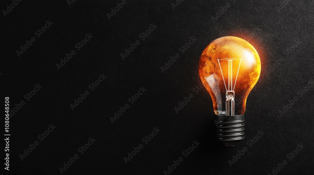 Glowing light bulb on a dark background Glowing light bulb on a dark background