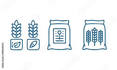 Download Wheat Flour Bag  Icons  Set . This Design Concept Isolated Premium Vector. 