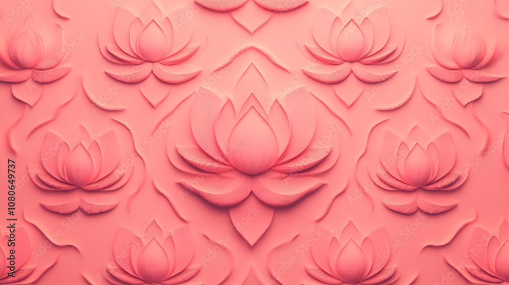 Fototapeta premium Intricate Thai Lotus Motifs in Soft Pastel Repeating Pattern