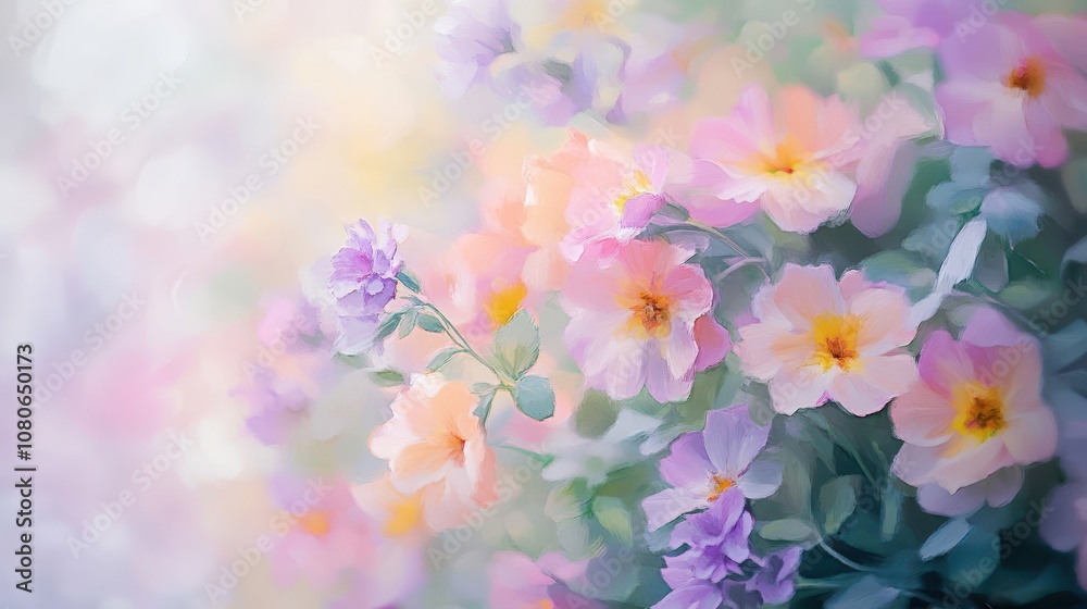 Blurry florals in pink and lavender with textured moving brushstrokes Blurry florals in pink and lavender with textured moving brushstrokes