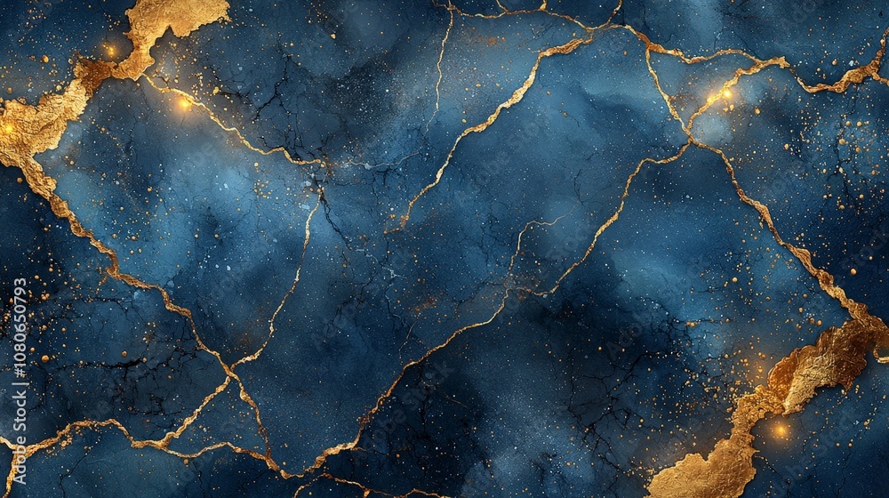A textured abstract background featuring deep blue and gold veins, suitable for design use. A textured abstract background featuring deep blue and gold veins, suitable for design use.